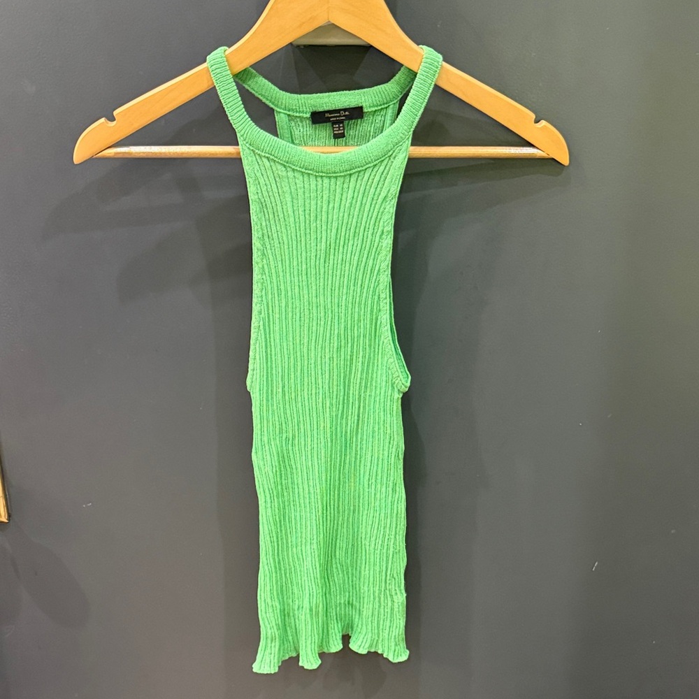 Massimo Dutti Bright Green Ribbed Tank